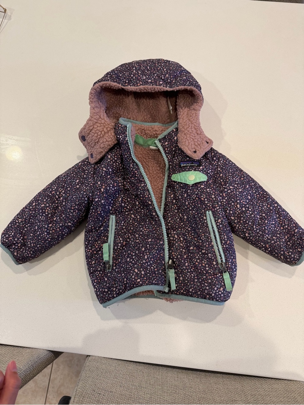 Patagonia reversible purple Floral Jacket and  Sherpa